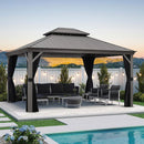 PURPLE LEAF Patio Gazebo for Backyard Hardtop Galvanized Steel Frame with Upgrade Curtain Light Grey