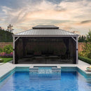 PURPLE LEAF Patio Gazebo for Backyard Hardtop Galvanized Steel Frame with Upgrade Curtain Light Grey