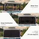 PURPLE LEAF Patio Gazebo for Backyard Hardtop Galvanized Steel Frame with Upgrade Curtain Light Grey
