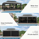PURPLE LEAF Patio Gazebo for Backyard Hardtop Galvanized Steel Frame with Upgrade Curtain Light Grey