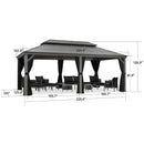 PURPLE LEAF Patio Gazebo for Backyard Hardtop Galvanized Steel Frame with Upgrade Curtain Light Grey