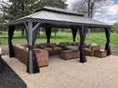 PURPLE LEAF Patio Gazebo for Backyard Hardtop Galvanized Steel Frame with Upgrade Curtain Light Grey