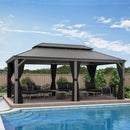 PURPLE LEAF Patio Gazebo for Backyard Hardtop Galvanized Steel Frame with Upgrade Curtain Light Grey