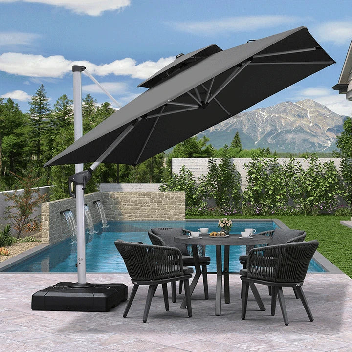 PURPLE LEAF Outdoor Windproof Umbrella, Square Cantilever Umbrella Outside Patio PURPLE LEAF Outdoor Windproof Umbrella, Square Cantilever Umbrella Outside Patio