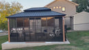 PURPLE LEAF Patio Hardtop Gazebo Double Galvanized Roof Outdoor Screen House Aluminum Solarium Backyard Sunroom