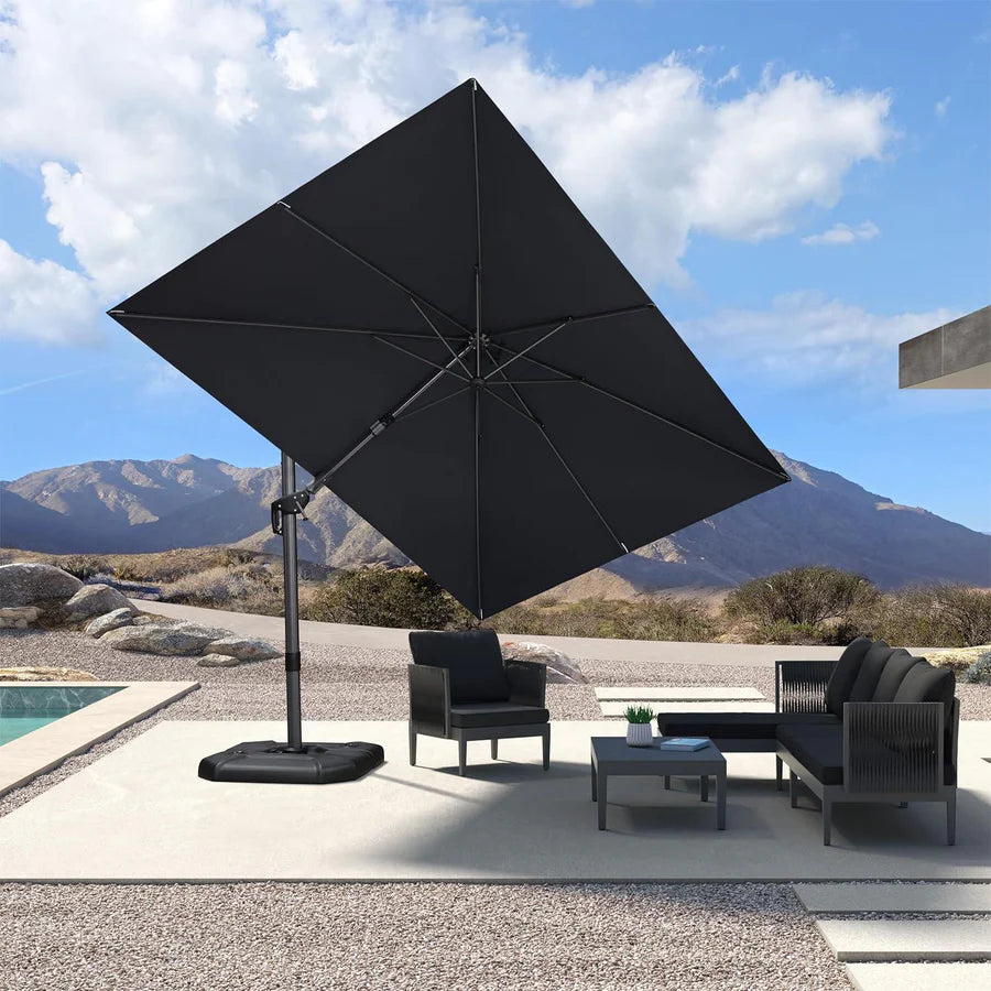 PURPLE LEAF Best Value Rectangle Cantilever Patio Umbrella with Left-Right Tilt and 360° Swivel