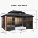 PURPLE LEAF Patio Hardtop Gazebo Double Galvanized Roof Outdoor Screen House Aluminum Solarium Backyard Sunroom
