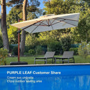 PURPLE LEAF Double Top Square Aluminum Umbrellas in Wood Color