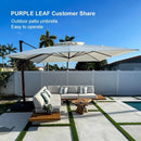 PURPLE LEAF Double Top Square Aluminum Umbrellas in Wood Color
