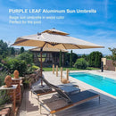 PURPLE LEAF Double Top Square Aluminum Umbrellas in Wood Color