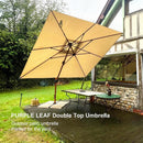 PURPLE LEAF Double Top Square Aluminum Umbrellas in Wood Color