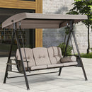 PURPLE LEAF Outdoor Patio Porch Swing with Adjustable PVC Canopy, 3-seat Swing Chair Bench with Side Cup Holder for Backyard Front Porch Lawn, Cushions and Pillow Included - Purpleleaf Canada