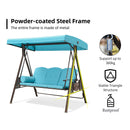 PURPLE LEAF Outdoor Patio Porch Swing with Adjustable PVC Canopy, 3-seat Swing Chair Bench with Side Cup Holder for Backyard Front Porch Lawn, Cushions and Pillow Included - Purpleleaf Canada