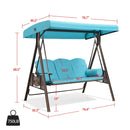 PURPLE LEAF Outdoor Patio Porch Swing with Adjustable PVC Canopy, 3-seat Swing Chair Bench with Side Cup Holder for Backyard Front Porch Lawn, Cushions and Pillow Included - Purpleleaf Canada