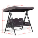 PURPLE LEAF Outdoor Patio Porch Swing with Adjustable PVC Canopy, 3-seat Swing Chair Bench with Side Cup Holder for Backyard Front Porch Lawn, Cushions and Pillow Included - Purpleleaf Canada