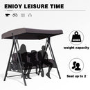 PURPLE LEAF Outdoor Patio Porch Swing with Adjustable PVC Canopy, 3-seat Swing Chair Bench with Side Cup Holder for Backyard Front Porch Lawn, Cushions and Pillow Included - Purpleleaf Canada