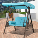 PURPLE LEAF Outdoor Patio Porch Swing with Adjustable PVC Canopy, 3-seat Swing Chair Bench with Side Cup Holder for Backyard Front Porch Lawn, Cushions and Pillow Included - Purpleleaf Canada