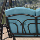 PURPLE LEAF Outdoor Patio Porch Swing with Adjustable PVC Canopy, 3-seat Swing Chair Bench with Side Cup Holder for Backyard Front Porch Lawn, Cushions and Pillow Included - Purpleleaf Canada