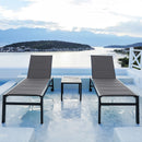 PURPLE LEAF Outdoor Chaise Lounge 3 Pieces Aluminum Patio Lounge Chair with Side Table - Purpleleaf Canada