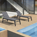 PURPLE LEAF Outdoor Chaise Lounge 3 Pieces Aluminum Patio Lounge Chair with Side Table - Purpleleaf Canada