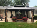 PURPLE LEAF Permanent Outdoor Hardtop Gazebo Aluminum Frame Patio Gazebo with Galvanized Steel Double Tier Roof for Patio Lawn and Deck, Nettings and Curtains Included, Bronze - Purpleleaf Ca