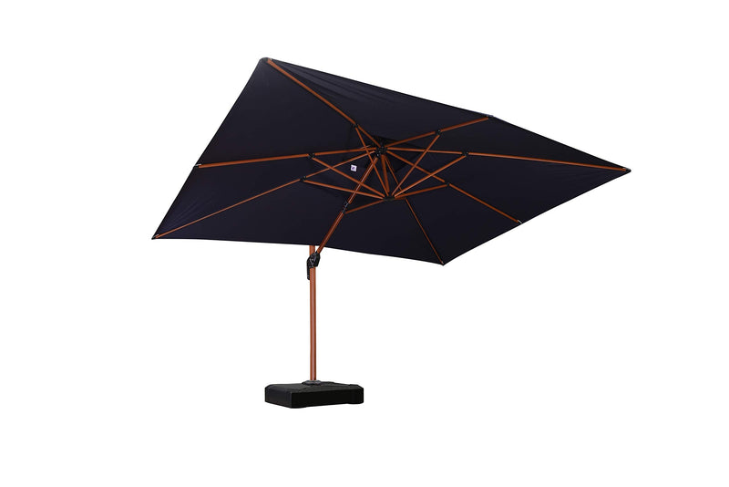 PURPLE LEAF 9' X 12' Double Top Deluxe Wood Pattern Rectangle Patio Umbrella Offset Hanging Umbrella Outdoor Garden Umbrella - Purpleleaf Canada