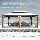 PURPLE LEAF Permanent Outdoor Hardtop Gazebo Aluminum Frame Patio Gazebo with Galvanized Steel Double Tier Roof for Patio Lawn and Deck, Nettings and Curtains Included, Bronze - Purpleleaf Ca