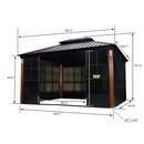 PURPLE LEAF 12‘ X 14’ Patio Hardtop Gazebo Double Galvanized Roof Outdoor Screen House Aluminum Solarium Backyard Sunroom with LED Lights - Purpleleaf Canada