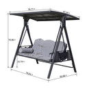 PURPLE LEAF Outdoor Patio Porch Swing with Adjustable PVC Canopy, 3-seat Swing Chair Bench with Side Cup Holder for Backyard Front Porch Lawn, Cushions and Pillow Included