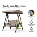 PURPLE LEAF Outdoor Patio Porch Swing with Adjustable PVC Canopy, 3-seat Swing Chair Bench with Side Cup Holder for Backyard Front Porch Lawn, Cushions and Pillow Included - Purpleleaf Canada