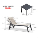 PURPLE LEAF Outdoor Chaise Lounge 3 Pieces Aluminum Patio Lounge Chair with Side Table - Purpleleaf Canada