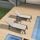 PURPLE LEAF Outdoor Chaise Lounge 3 Pieces Aluminum Patio Lounge Chair with Side Table - Purpleleaf Canada