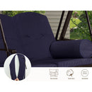 PURPLE LEAF Outdoor Patio Porch Swing with Adjustable PVC Canopy, 3-seat Swing Chair Bench with Side Cup Holder for Backyard Front Porch Lawn, Cushions and Pillow Included - Purpleleaf Canada