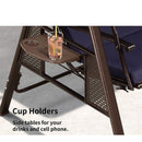 PURPLE LEAF Outdoor Patio Porch Swing with Adjustable PVC Canopy, 3-seat Swing Chair Bench with Side Cup Holder for Backyard Front Porch Lawn, Cushions and Pillow Included - Purpleleaf Canada