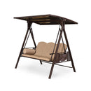 PURPLE LEAF Outdoor Patio Porch Swing with Adjustable PVC Canopy, 3-seat Swing Chair Bench with Side Cup Holder for Backyard Front Porch Lawn, Cushions and Pillow Included - Purpleleaf Canada