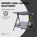 PURPLE LEAF Outdoor Patio Porch Swing with Adjustable PVC Canopy, 3-seat Swing Chair Bench with Side Cup Holder for Backyard Front Porch Lawn, Cushions and Pillow Included - Purpleleaf Canada