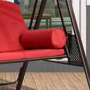 PURPLE LEAF Outdoor Patio Porch Swing with Adjustable PVC Canopy, 3-seat Swing Chair Bench with Side Cup Holder for Backyard Front Porch Lawn, Cushions and Pillow Included - Purpleleaf Canada