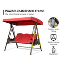 PURPLE LEAF Outdoor Patio Porch Swing with Adjustable PVC Canopy, 3-seat Swing Chair Bench with Side Cup Holder for Backyard Front Porch Lawn, Cushions and Pillow Included - Purpleleaf Canada