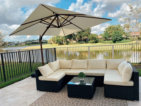 can i put patio umbrella in washing machine 9'ft Push Button Tilt Sunbrella Double Wind Vents Clean a Patio Umbrella |