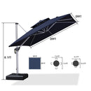 [ Umbrella with Base Set ]PURPLE LEAF Double Top 360 Degree  Rotation Square Patio Classic Umbrella with Base