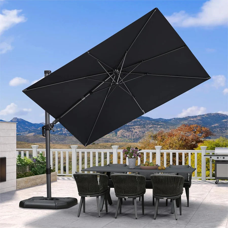 PURPLE LEAF Best Value Rectangle Cantilever Patio Umbrella with Left-Right Tilt and 360° Swivel