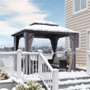 PURPLE LEAF Grey Hardtop Gazebo with Heavy Duty Galvanized Steel Double Roof with Netting and Curtains
