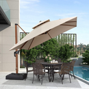 PURPLE LEAF Double Top Square Aluminum Umbrellas in Wood Color