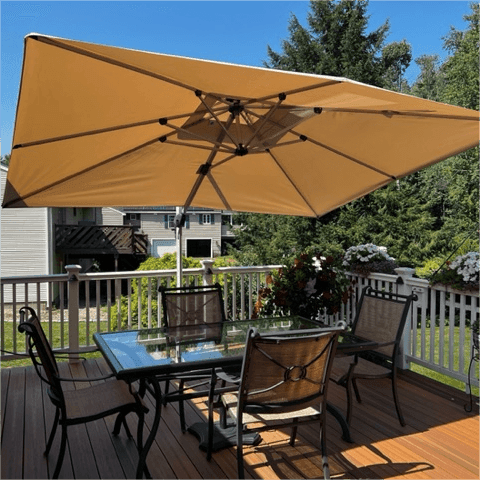 PURPLE LEAF Double Top 360 Degree Rotation Rectangle Patio Classic Umbrella 10 x 13 ft