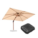 PURPLE LEAF Outdoor Garden Umbrella with Base, Cantilever Umbrellas in Wood Color