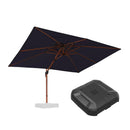 PURPLE LEAF Outdoor Garden Umbrella with Base, Cantilever Umbrellas in Wood Color