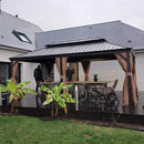 PURPLE LEAF Outdoor Hardtop Gazebo for Garden Bronze Double Roof Aluminum Frame Pavilion with String Lights-clear