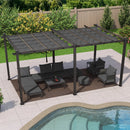 PURPLE LEAF Outdoor Pergola with Retractable Canopy Aluminum Shelter for Porch Garden Beach