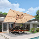 PURPLE LEAF Double Top Rectangle Aluminum Umbrellas in Wood Color