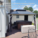 PURPLE LEAF Modern Gazebo Grey Hardtop Galvanized Steel Double Roof White Aluminum Poles with Curtains and Netting